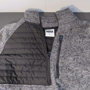 NRA Sweatshirt Lightweight Quarter Zip Embroidered "NRA" On Sleeve Men's Size LG